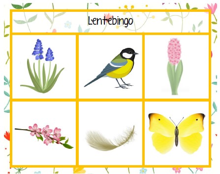bingokaart voor een lentespeurtocht met kleuters